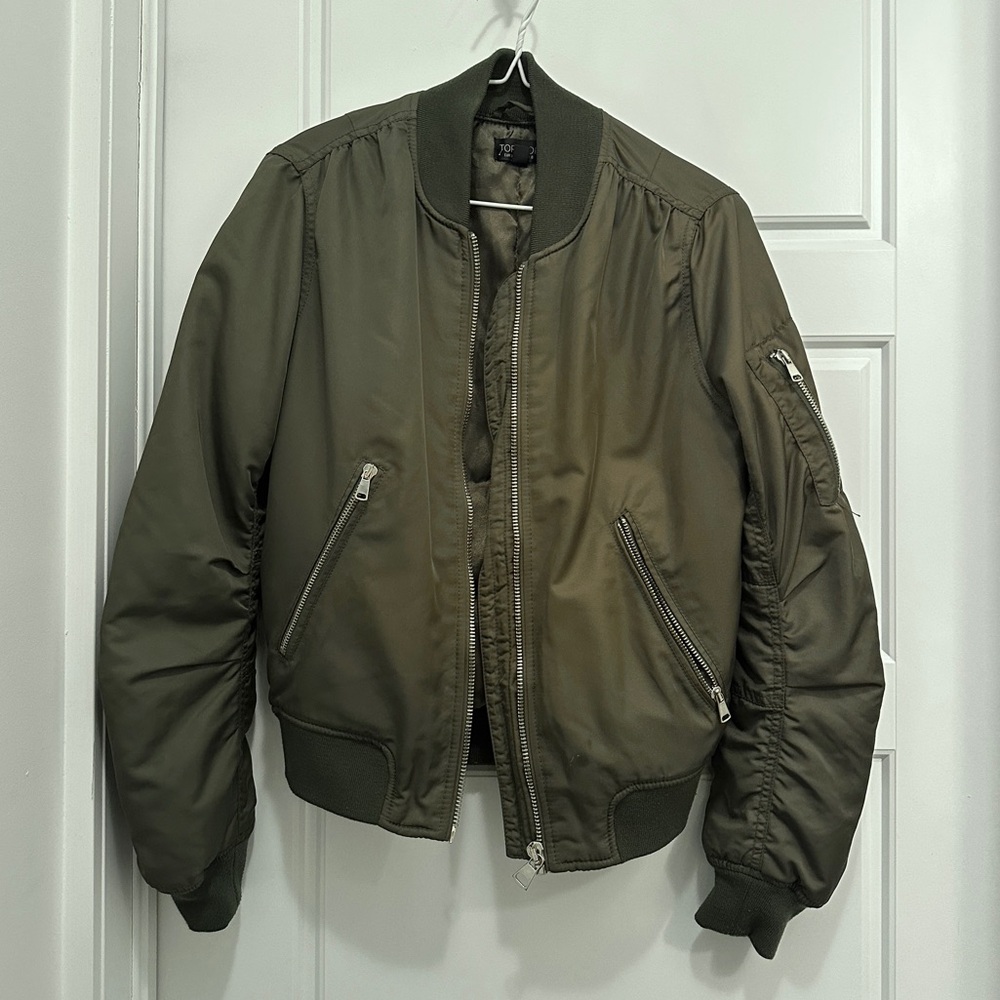 Top Shop Spring Bomber Jacket Army/Olive Green Size 4 S/M